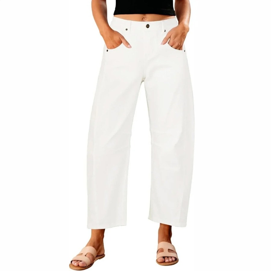 Ruti White Barrel Wide Leg Jeans High Rise Size 3